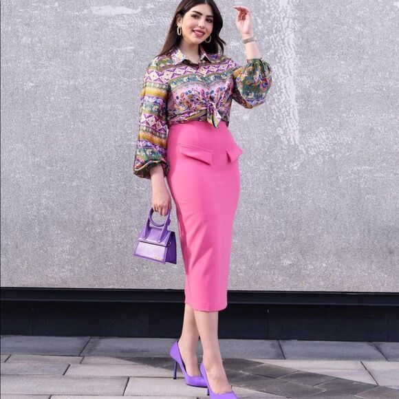 ZARA SATIN EFFECT PRINT BLOUSE - Picture 3 of 6